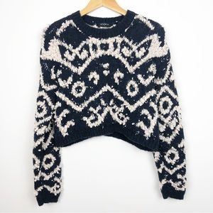 Storia Navy and Cream Patterned Sweater